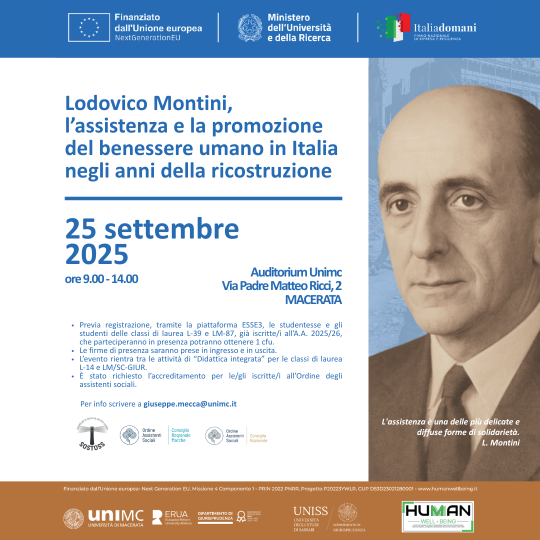 Attività accreditata: Lodovico Montini, l’assistenza e la promozione del benessere umano nell’Italia della ricostruzione