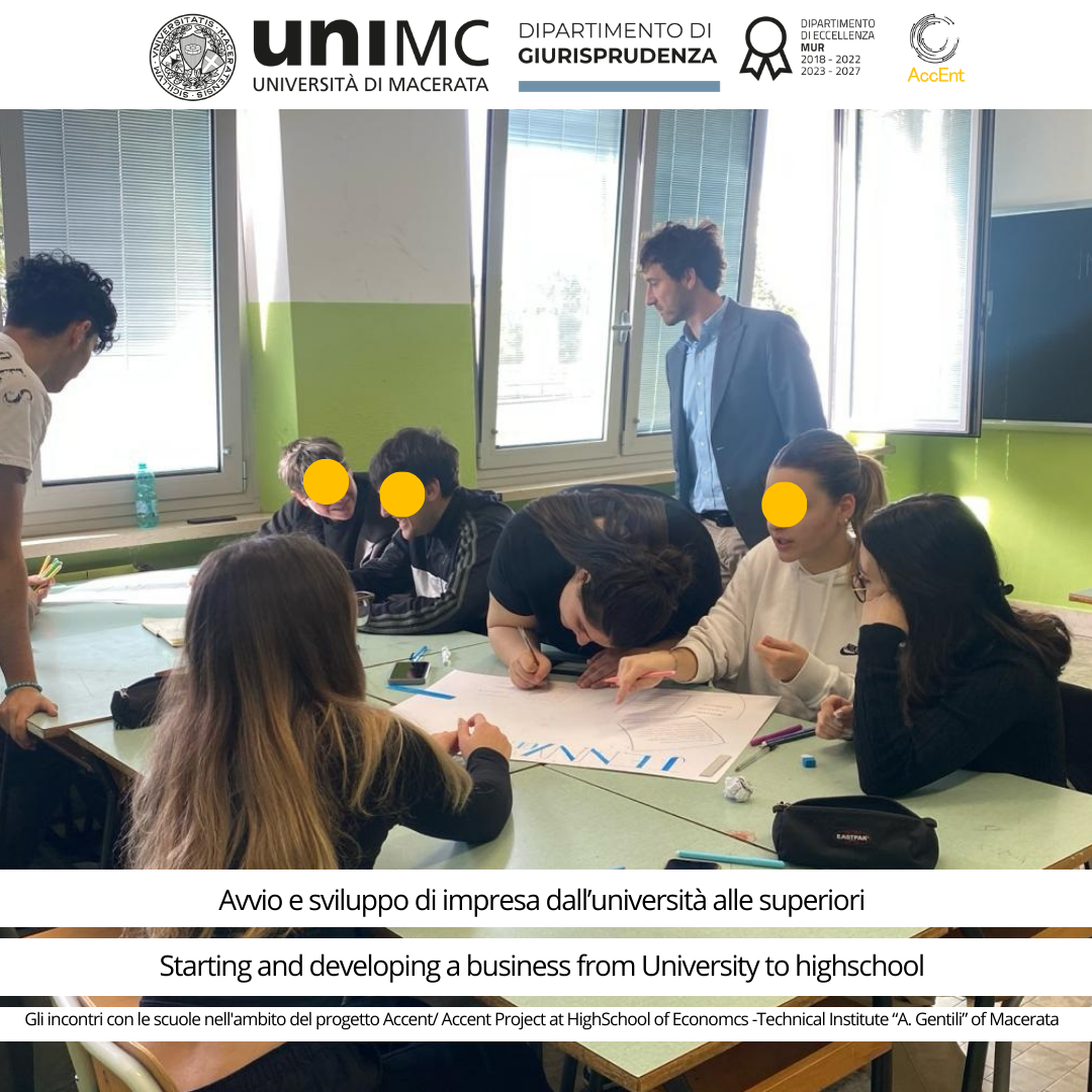 Avvio e sviluppo di impresa dall’università alle superiori Starting and developing a business from University to highschool