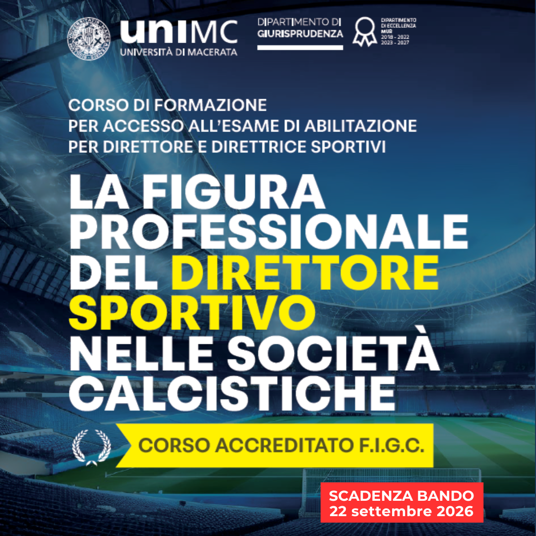 Bando per il corso di formazione "La figura professionale del Direttore sportivo nelle società calcistiche"