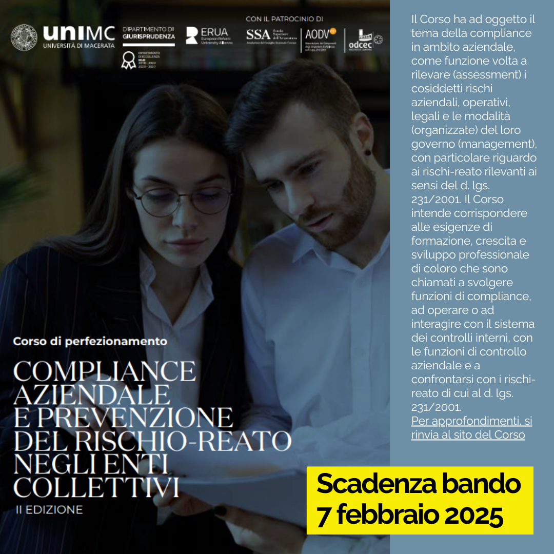 Compliance aziendale e prevenzione del rischio-reato negli enti collettivi - II^ edizione