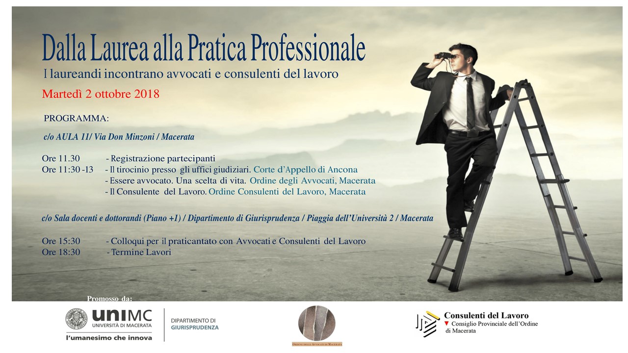 Dalla laurea alla pratica professionale . I laureandi incontrano avvocati e consulenti del lavoro