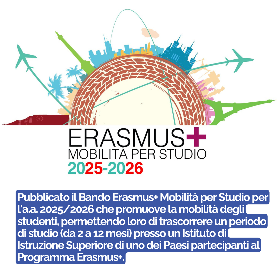 Pubblicazione Bando Erasmus+ Mobilità per Studio a.a. 2025/2026