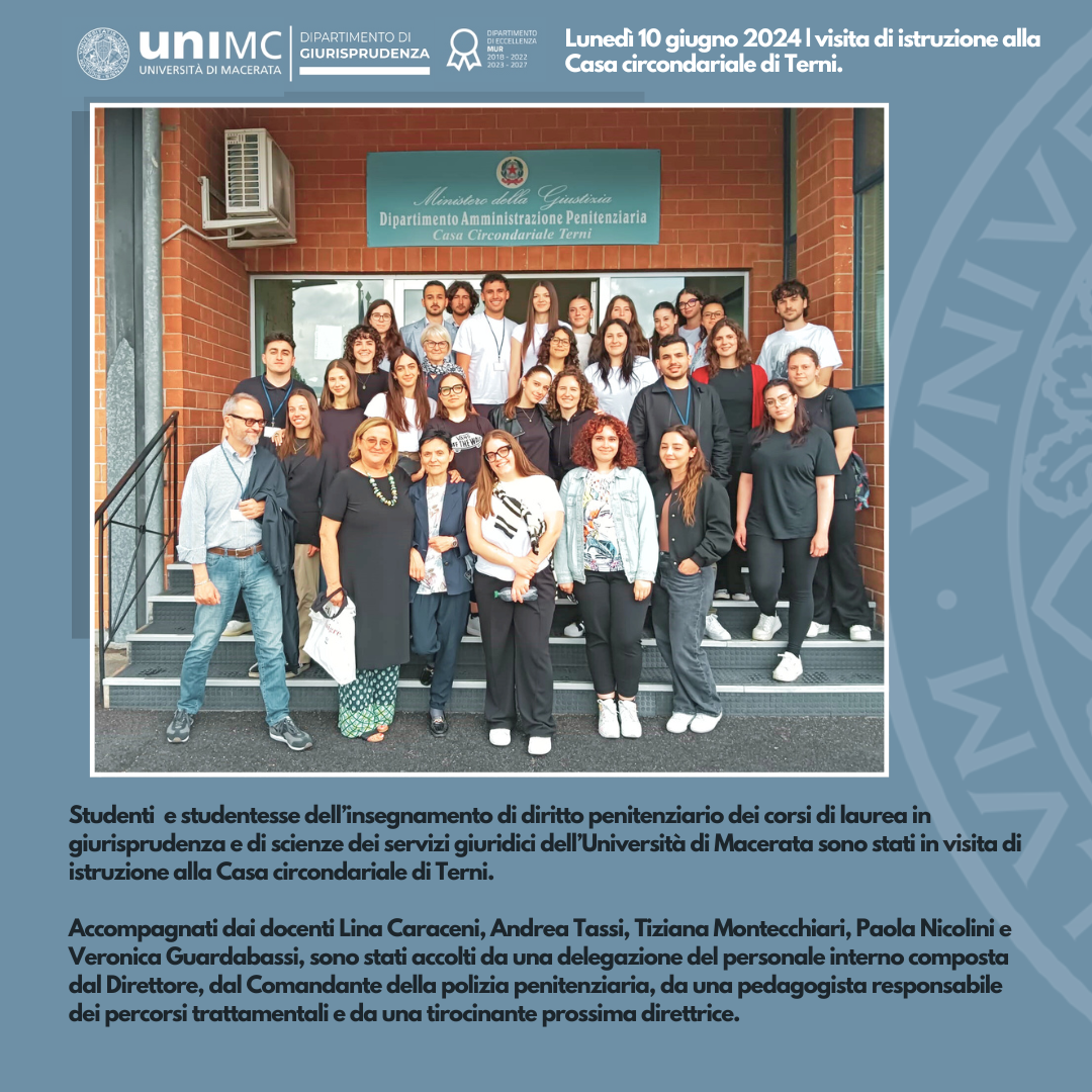 Studenti e studentesse di Giurisprudenza dell'Università di Macerata in visita alla Casa Circondariale di Terni